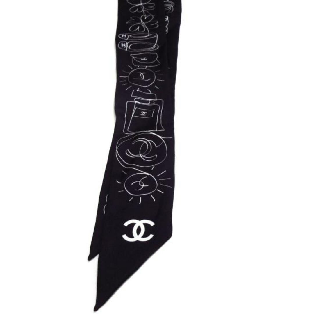 CHANEL(シャネル)のCHANEL(シャネル) スカーフ - 黒×白 リボンスカーフ/ココマーク レディースのファッション小物(バンダナ/スカーフ)の商品写真