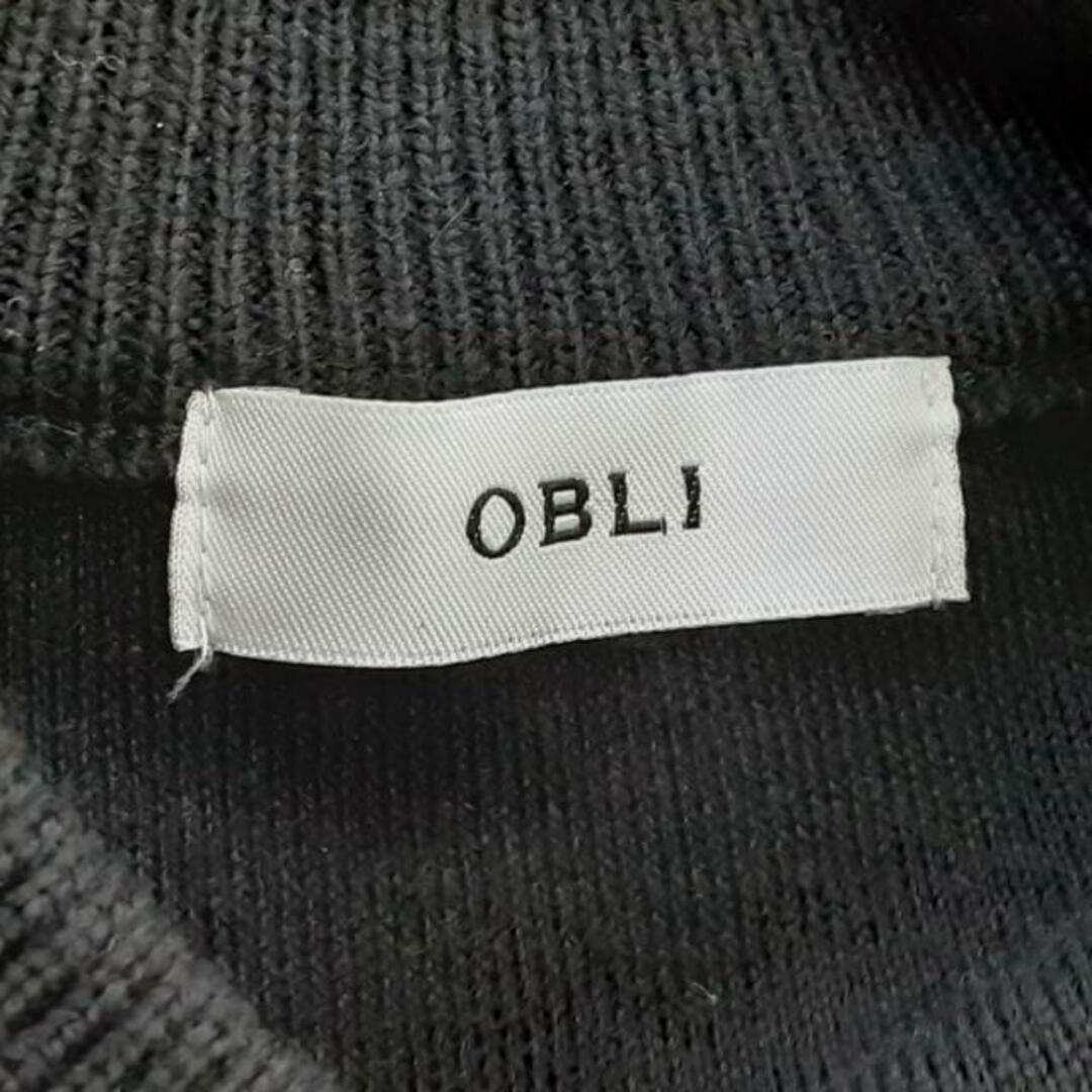 OBLI(オブリ)のOBLI(オブリ) 長袖セーター レディース美品  - 黒×アイボリー クルーネック レディースのトップス(ニット/セーター)の商品写真