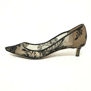 ジミーチュウ(JIMMY CHOO)のJIMMY CHOO(ジミーチュウ) パンプス 36 レディース - 黒 レース 化学繊維×エナメル（レザー）(ハイヒール/パンプス)