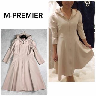 エムプルミエ(M-premier)のM-PREMIER エムプルミエ　フード付フレアワンピース　ピンク　M(ロングワンピース/マキシワンピース)