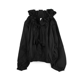 パトゥ(PATOU)のPATOU パトゥ ラグランシャツ TO0170017 999B イタリア正規品 新品 ブラック(シャツ/ブラウス(長袖/七分))