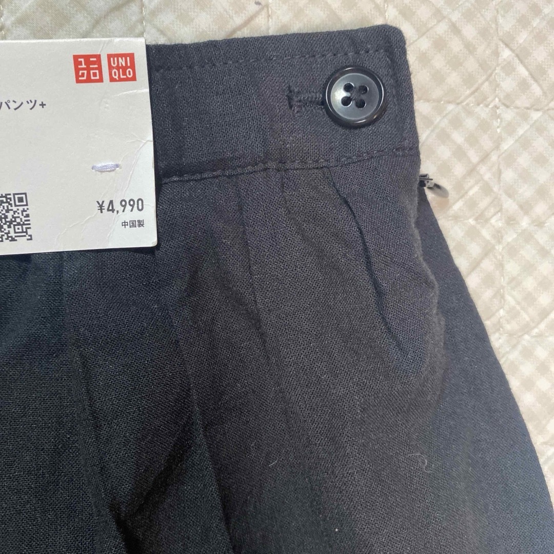 UNIQLO(ユニクロ)のUNIQLO イネス リネンコットンギャザーワイドパンツ  黒　Lサイズ　新品 レディースのパンツ(カジュアルパンツ)の商品写真