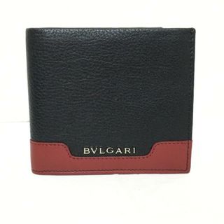 ブルガリ(BVLGARI)のBVLGARI(ブルガリ) 2つ折り財布美品  アーバン 33’877 黒×レッド レザー(財布)