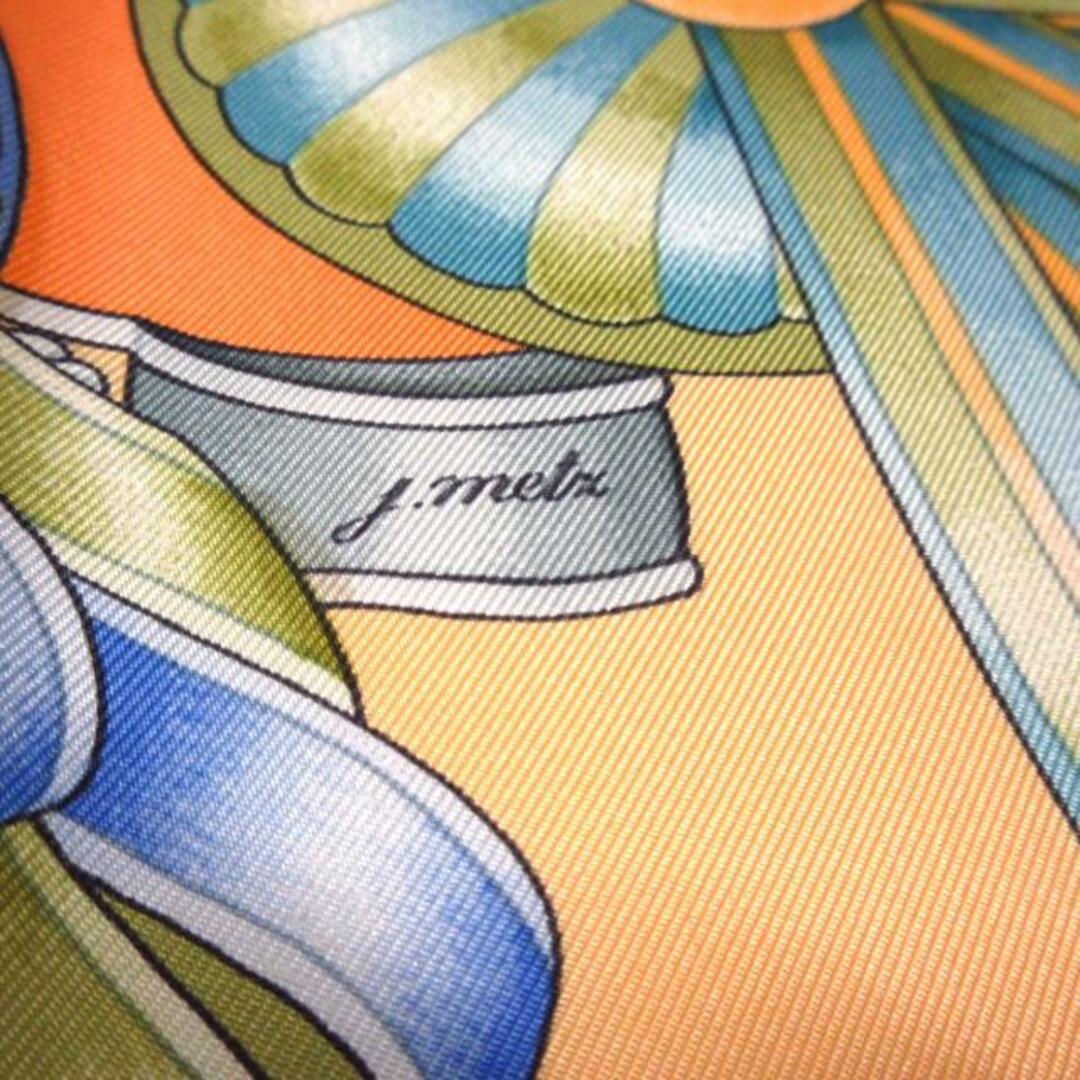 Hermes(エルメス)のHERMES(エルメス) スカーフ美品  カレ90 オレンジ×ライトイエロー×マルチ LES RUBANS DU CHEVAL レディースのファッション小物(バンダナ/スカーフ)の商品写真