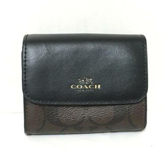 コーチ(COACH)のCOACH(コーチ) コインケース シグネチャー柄 F57971 ダークブラウン×黒 PVC(塩化ビニール)×レザー(コインケース)