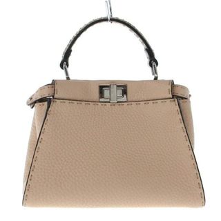 フェンディ(FENDI)のFENDI(フェンディ) ハンドバッグ レディース美品  ピーカブーアイコニックスモール/セレリア 8BN244 ピンクベージュ ローマンレザー×パイソン(ハンドバッグ)