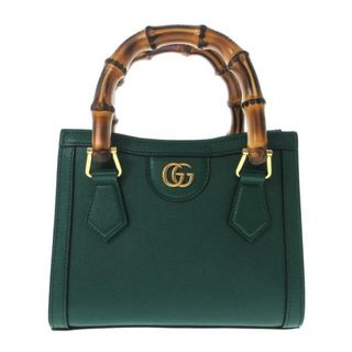 グッチ(Gucci)のGUCCI(グッチ) トートバッグ レディース美品  ダイアナ ミニ トートバッグ 655661 グリーン レザー(トートバッグ)