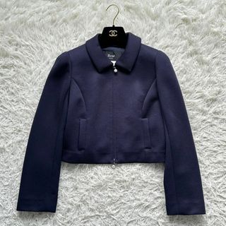 Rene ルネ　2way パールジップ　ソフトジャケット　ネイビー　34 XS