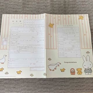 ミッフィー(miffy)のスタジオアリス　出生届　出生証明書　ミッフィ(キャラクターグッズ)