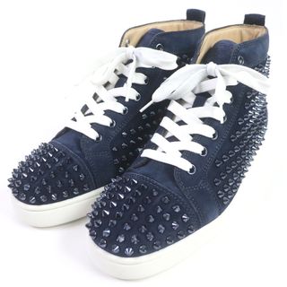 クリスチャンルブタン(Christian Louboutin)の極美品□Christian Louboutin クリスチャンルブタン 3101212 LOUIS FLAT VV/SPIKES スウェード メタル スパイクスタッズ ハイカットスニーカー マリン 40 箱付き イタリア製 メンズ(スニーカー)