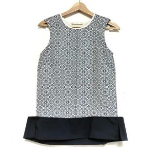 S Max Mara(マックスマーラ) チュニック サイズ38 S レディース - ネイビー×アイボリー×シルバー クルーネック/ノースリーブ/ラメ(チュニック)