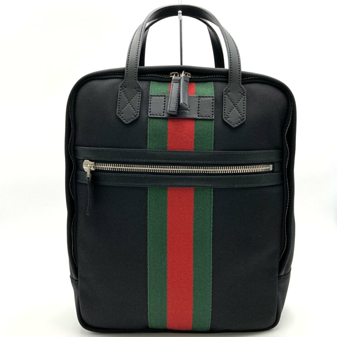 Gucci(グッチ)の美品 グッチ リュックサック デイパック シェリーライン ブラック ナイロン レディース 495558 GUCCI【中古】 レディースのバッグ(リュック/バックパック)の商品写真