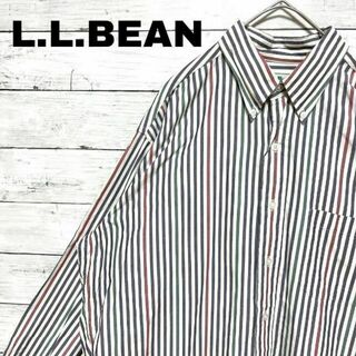 L.L.Bean - 50j US古着 春夏 L.L.Bean ストライプBD長袖シャツ 胸ポケット