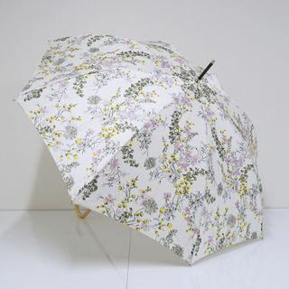 ジルスチュアート(JILLSTUART)の傘 JILLSTUART ジルスチュアート USED美品 雨傘 花柄 ホワイト グラス骨 60cm A0556(傘)