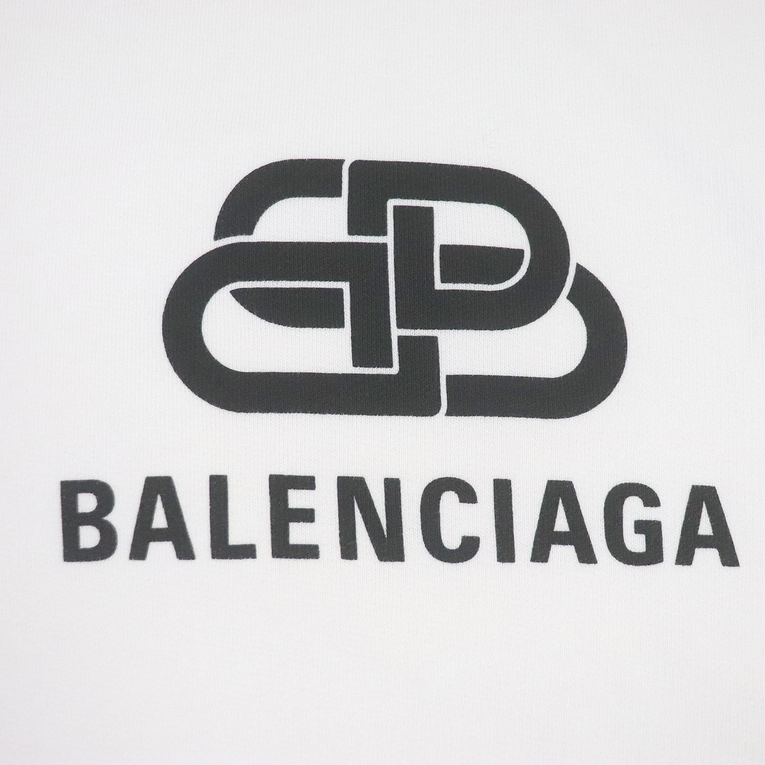 Balenciaga(バレンシアガ)の極美品□BALENCIAGA バレンシアガ 2019年製 570811 コットン BBロゴプリント プルオーバー フーディー パーカー ホワイト L 正規品 メンズ メンズのトップス(パーカー)の商品写真