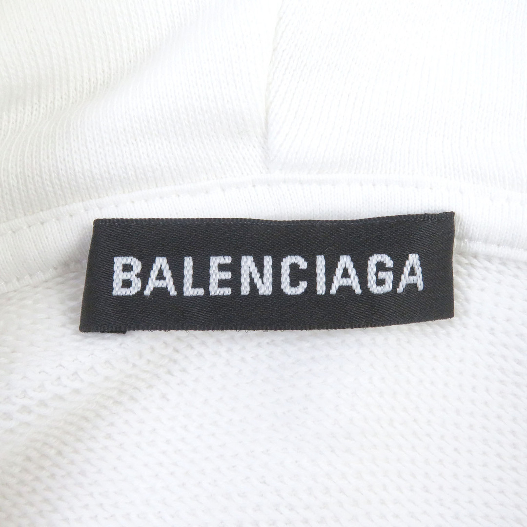Balenciaga(バレンシアガ)の極美品□BALENCIAGA バレンシアガ 2019年製 570811 コットン BBロゴプリント プルオーバー フーディー パーカー ホワイト L 正規品 メンズ メンズのトップス(パーカー)の商品写真