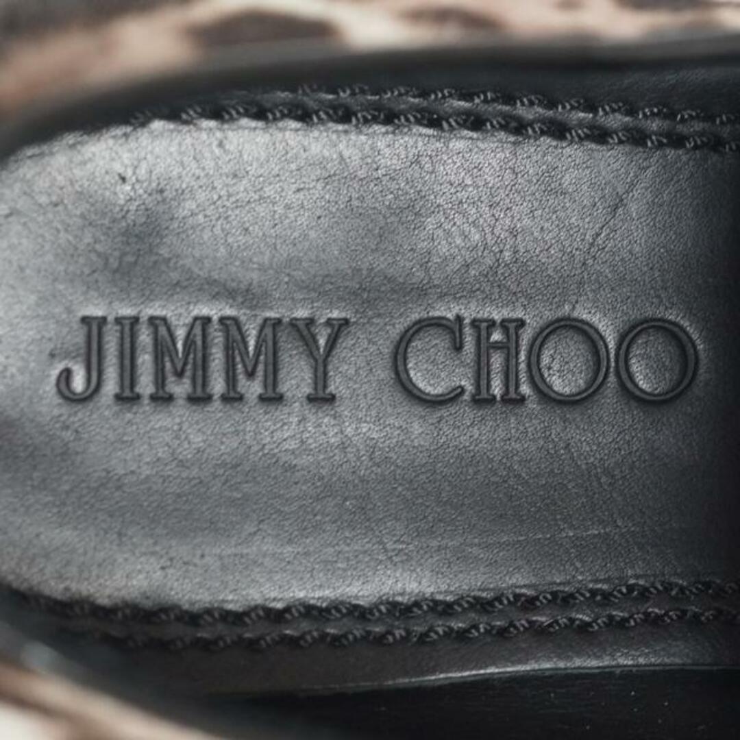 JIMMY CHOO(ジミーチュウ)のJIMMY CHOO(ジミーチュウ) ローファー 40 レディース - 白×ダークブラウン×黒 豹柄 ハラコ×エナメル（レザー） レディースの靴/シューズ(ローファー/革靴)の商品写真