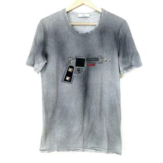 プラダ(PRADA)のPRADA(プラダ) 半袖Tシャツ サイズL レディース - ダークグレー×ライトグレー クルーネック/ピストル/スタッズ/ダメージ加工(Tシャツ(半袖/袖なし))