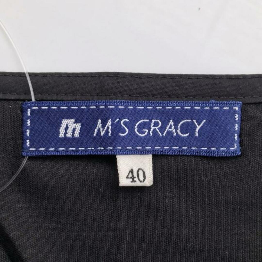 M'S GRACY(エムズグレイシー)のM'S GRACY(エムズグレイシー) 七分袖カットソー サイズ40 M レディース美品  - 黒 クルーネック レディースのトップス(カットソー(長袖/七分))の商品写真