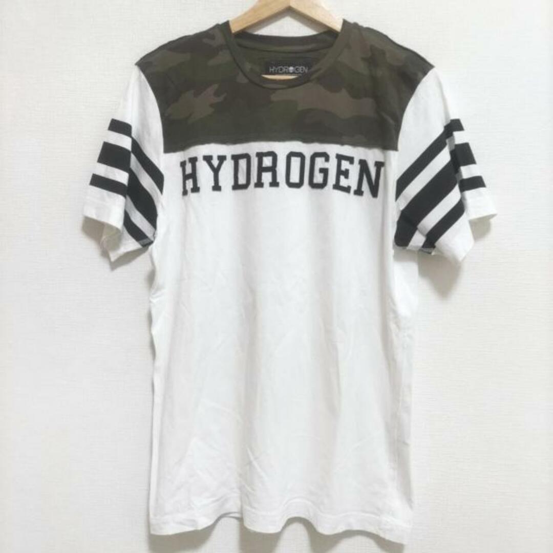 HYDROGEN(ハイドロゲン)のHYDROGEN(ハイドロゲン) 半袖Tシャツ サイズM メンズ美品  - 白×カーキ×マルチ 迷彩柄 メンズのトップス(Tシャツ/カットソー(半袖/袖なし))の商品写真