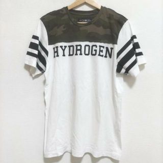 ハイドロゲン(HYDROGEN)のHYDROGEN(ハイドロゲン) 半袖Tシャツ サイズM メンズ美品  - 白×カーキ×マルチ 迷彩柄(Tシャツ/カットソー(半袖/袖なし))