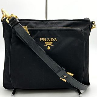 プラダ(PRADA)のプラダ ショルダーバッグ ポシェット 斜め掛け ブラック ゴールド金具 ナイロン レディース PRADA【中古】(ショルダーバッグ)