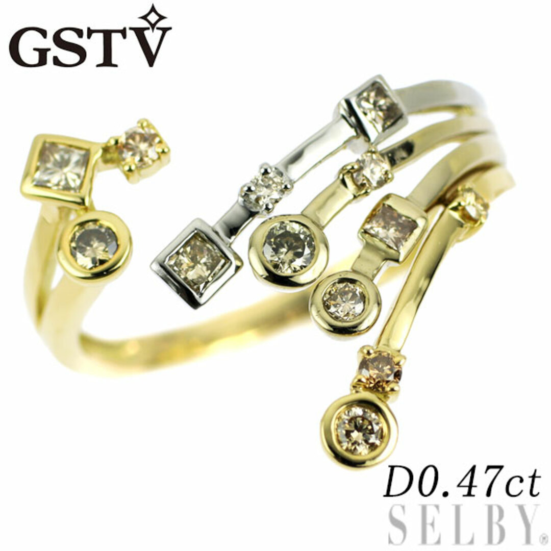 GSTV K18YG/Pt950 ダイヤモンド リング 0.47ct レディースのアクセサリー(リング(指輪))の商品写真