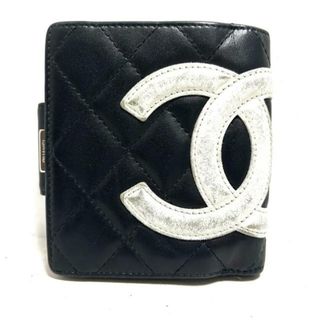 シャネル(CHANEL)のCHANEL(シャネル) 2つ折り財布 カンボンライン 黒×白 がま口 ラムスキン(財布)