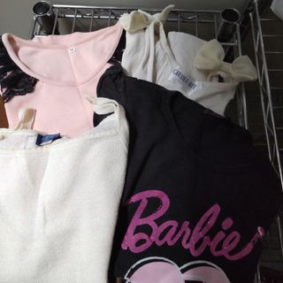 バービー(Barbie)のまとめ売り　キッズ　女の子　Tシャツ　4枚　半袖　タンクトップ　バービー　150(Tシャツ/カットソー)