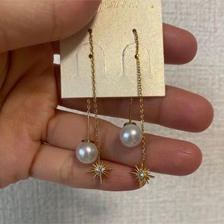 【美品】enjoueel シャインモチーフ　ピアス　ゴールド(ピアス)