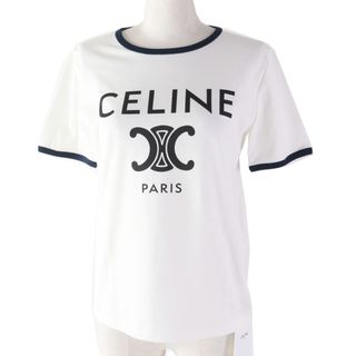 celine - 未使用品◎CELINE セリーヌ 2X872671Q トリオンフ クラシック Tシャツ コットン ロゴプリント ホワイト S 箱付き フランス製 正規品 レディース