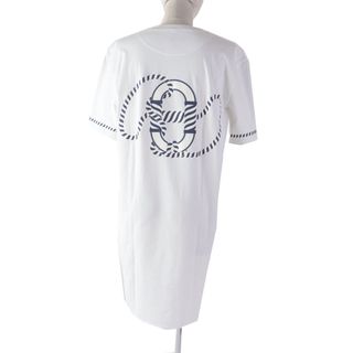 未使用品◎HERMES エルメス 23SS 3E45080DL Canoe カノエ シェーヌダンクルプリント Tシャツワンピース ホワイト 38 箱付き フランス製 正規品 レディース