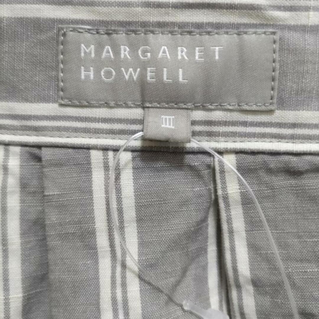 MARGARET HOWELL(マーガレットハウエル)のMargaretHowell(マーガレットハウエル) ロングスカート サイズ3 L レディース美品  - ライトグレー×アイボリー ストライプ レディースのスカート(ロングスカート)の商品写真