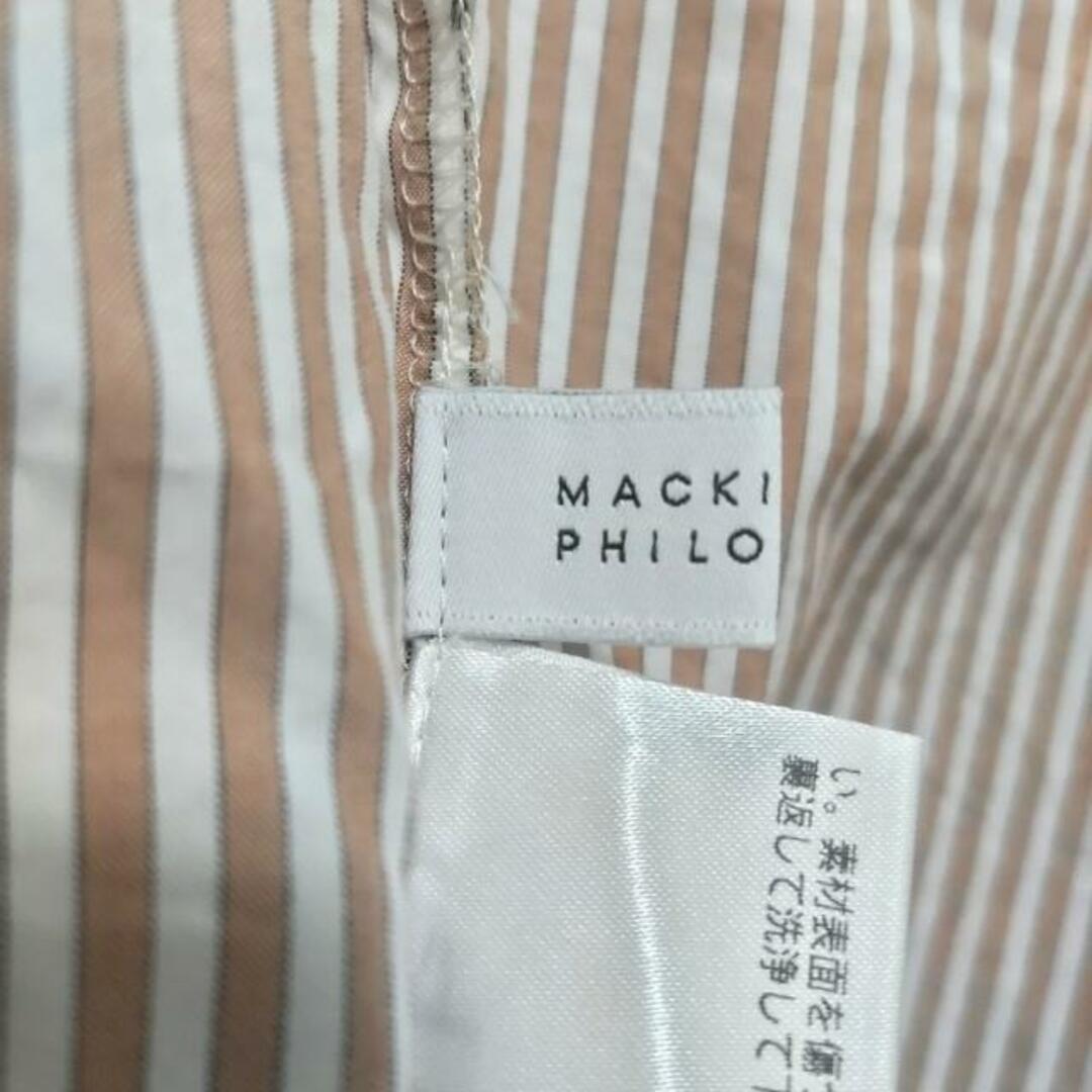 MACKINTOSH PHILOSOPHY(マッキントッシュフィロソフィー)のMACKINTOSH PHILOSOPHY(マッキントッシュフィロソフィー) ノースリーブカットソー サイズ38 L レディース美品  - ベージュ×白×黒 ストライプ レディースのトップス(カットソー(半袖/袖なし))の商品写真