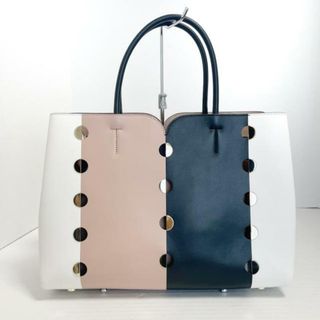 ケイトスペードニューヨーク(kate spade new york)のKate spade(ケイトスペード) トートバッグ美品  二コラモッドドットラージサッチェル PXRUA363 アイボリー×ピンクベージュ×黒 レザー(トートバッグ)