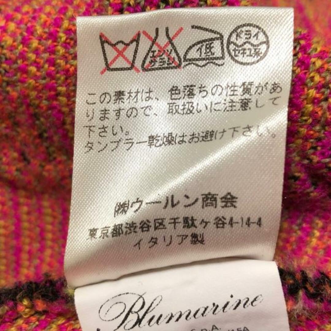 Blumarine(ブルマリン)のBLUMARINE(ブルマリン) ワンピース サイズ38 S レディース - ダークブラウン×ピンク×マルチ クルーネック/長袖/ひざ丈/ニット レディースのワンピース(その他)の商品写真