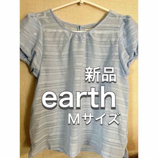 アースミュージックアンドエコロジー(earth music & ecology)のearth　シアー花柄トップス　M(シャツ/ブラウス(半袖/袖なし))