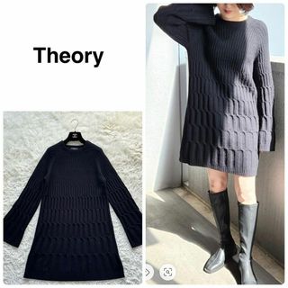 セオリー(theory)のTheory セオリー　カシミヤ混　ケーブル柄ニットラグランスリーブワンピース(ミニワンピース)