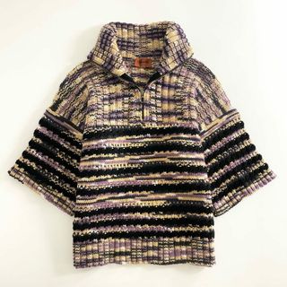 ミッソーニ(MISSONI)の6d23 【美品】 伊製 MISSONI ミッソーニ S ミドルゲージ カシミヤニット プルオーバー パープル系 レディース(ニット/セーター)