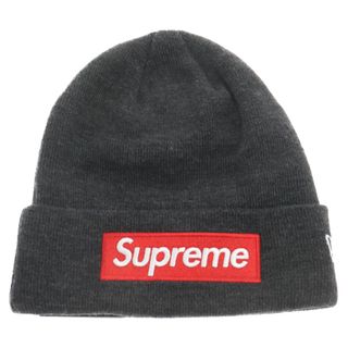 シュプリーム(Supreme)のSUPREME シュプリーム 21AW×New Era Box Logo Beanie ニューエラ ボックスロゴ刺繍ニットビーニー チャコールグレー(ニット帽/ビーニー)