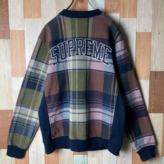 Supreme - supreme バックアーチロゴ刺繍　チェック柄　スタジャン　ジャケット