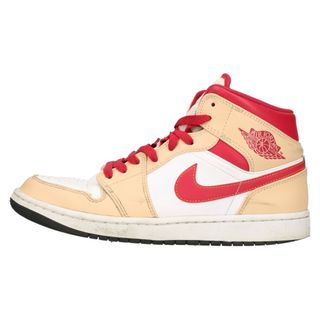 ナイキ(NIKE)のNIKE ナイキ Air Jordan 1 Mid Beige/Cardinal Red 554724 201 エアジョーダン1 ミッド ミッドカットスニーカー ホワイト/ベージュ/レッド US9/27.0cm(スニーカー)