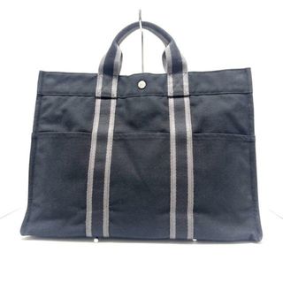 エルメス(Hermes)のHERMES(エルメス) トートバッグ フールトゥトートMM 黒×ダークグレー キャンバス(トートバッグ)