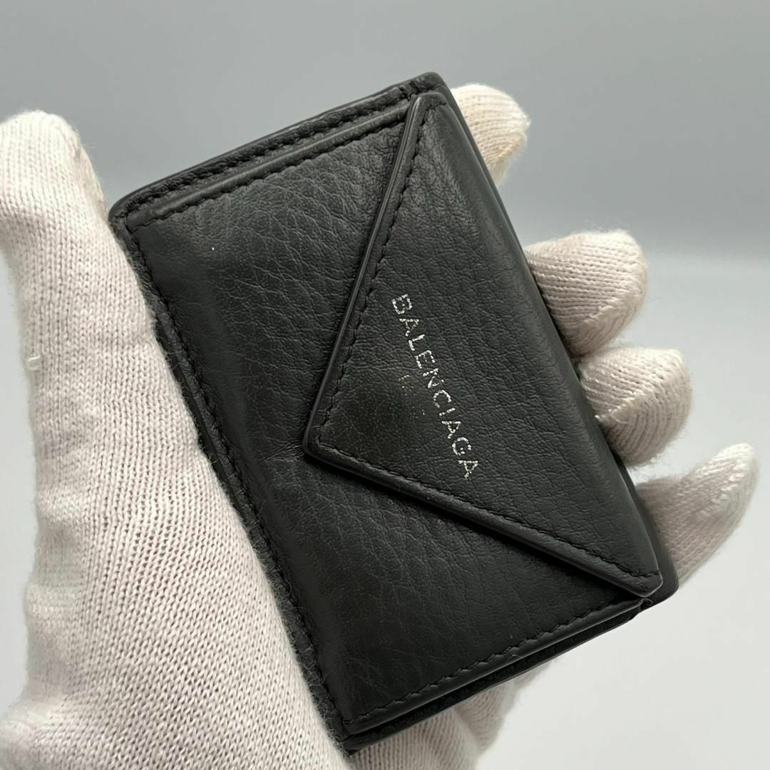 BALENCIAGA 三つ折り財布 ペーパーミニウォレット レザー グレー BALENCIAGA 三つ折り財布 ペーパーミニウォレット レザー グレー