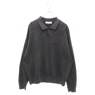 FOG Essentials エフオージー エッセンシャルズ LS POLO STRETCH ワンポイントロゴ ポロ長袖シャツ ブラック(ポロシャツ)