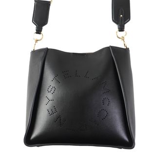 ステラマッカートニー(Stella McCartney)の極美品◎Stella McCartney ステラマッカートニー STELLA LOGO ロゴベルト サークルロゴ ヴィーガンオルターマット ショルダーバッグ ブラック 保存袋付き イタリア製 レディース 定価128,700円(ショルダーバッグ)