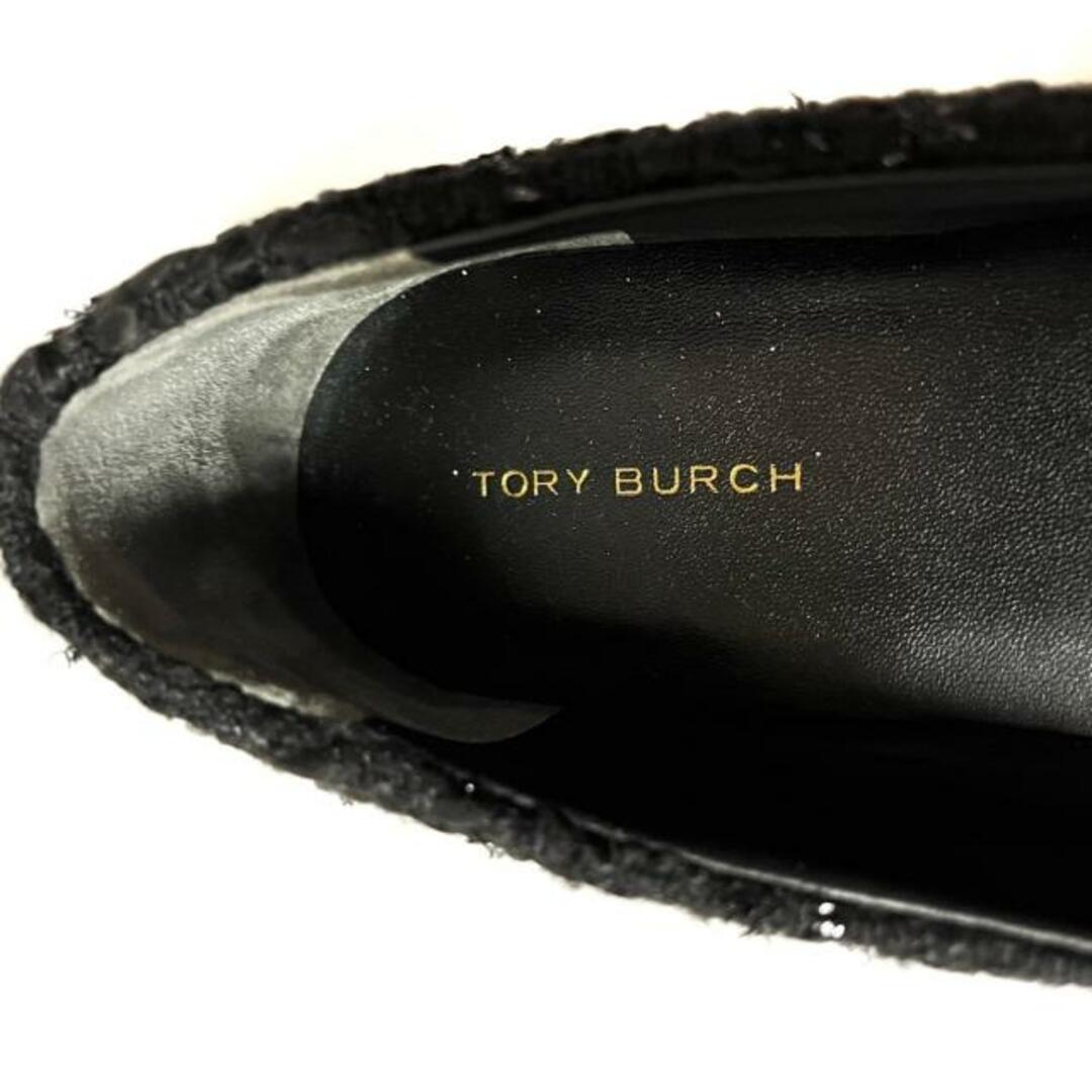 Tory Burch(トリーバーチ)のTORY BURCH(トリーバーチ) フラットシューズ 7 1/2M レディース - 黒 ビーズ/ラメ ツイード×スパンコール×プラスチック レディースの靴/シューズ(その他)の商品写真