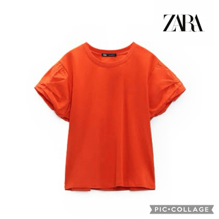 ザラ(ZARA)のZARA ポプリンスリーブtシャツ(Tシャツ(半袖/袖なし))