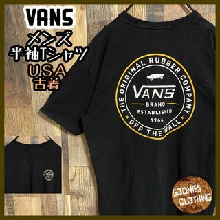 VANS ストリート バックプリント ロゴ Tシャツ ブラック USA古着 半袖