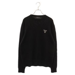 プラダ(PRADA)のPRADA プラダ 23AW Crew Neck Pullovers Cashmere Long Sleeves Plain Logo Luxury フロントロゴ カシミヤ クルーネックニット セーター ブラック UMB424 S222 11LM(ニット/セーター)